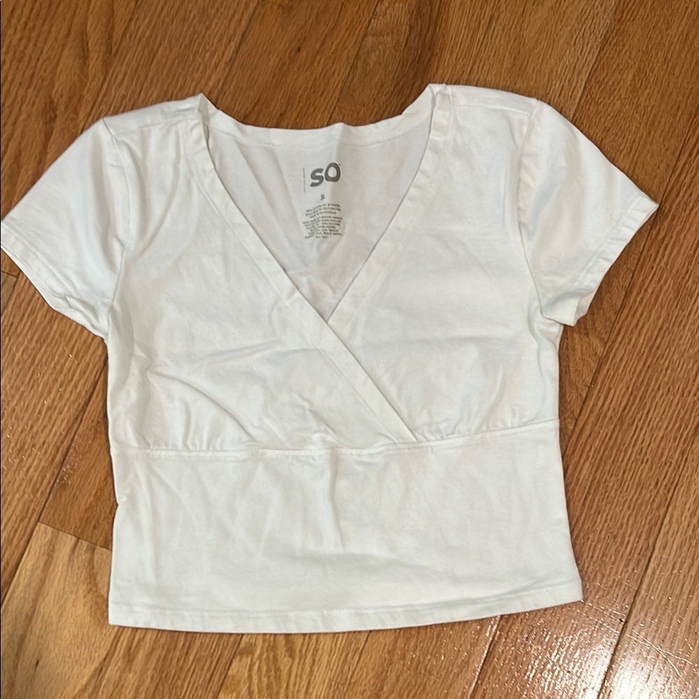 SO White Wrap Crop Blouse